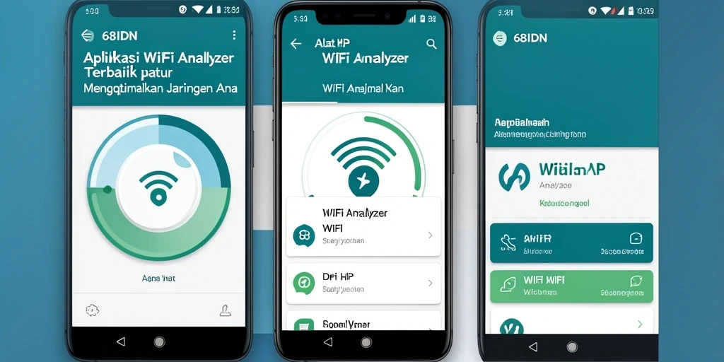 Tampilan antarmuka aplikasi WiFi Analyzer 68IDN yang user-friendly.
