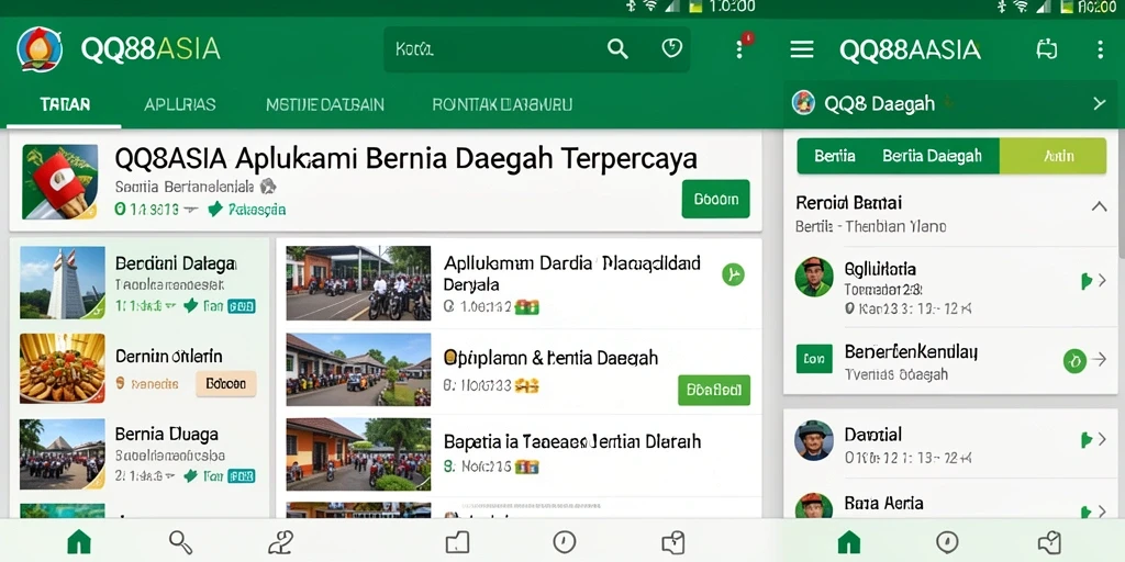 Tampilan antarmuka utama aplikasi QQ88ASIA yang informatif dan menarik.