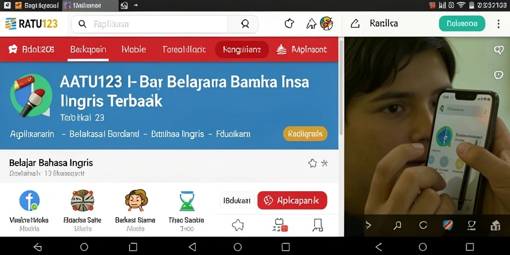 Tampilan antarmuka pengguna aplikasi Belajar Bahasa Inggris yang menarik.