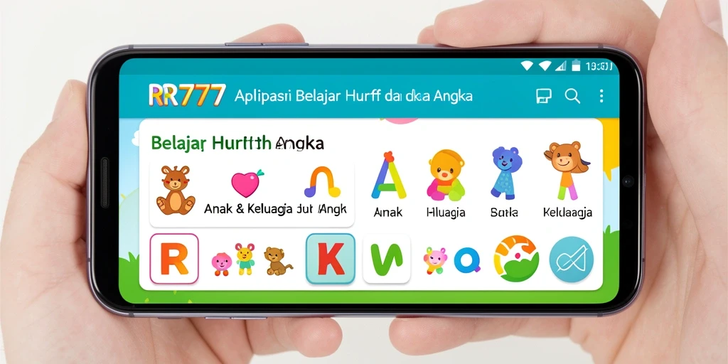 Antarmuka aplikasi RR777 yang menarik dan edukatif untuk anak.